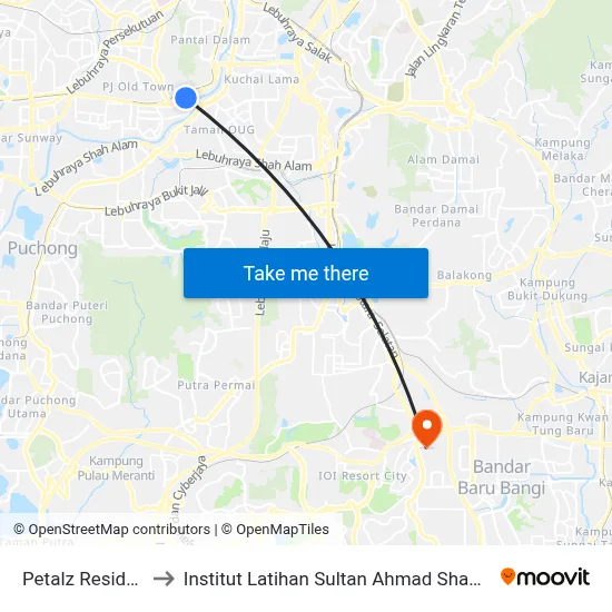 Petalz Residence to Institut Latihan Sultan Ahmad Shah (ILSAS) with ...