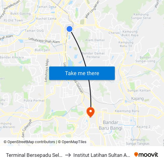 Terminal Bersepadu Selatan (Tbs) (Kl779) to Institut Latihan Sultan Ahmad Shah (ILSAS) map