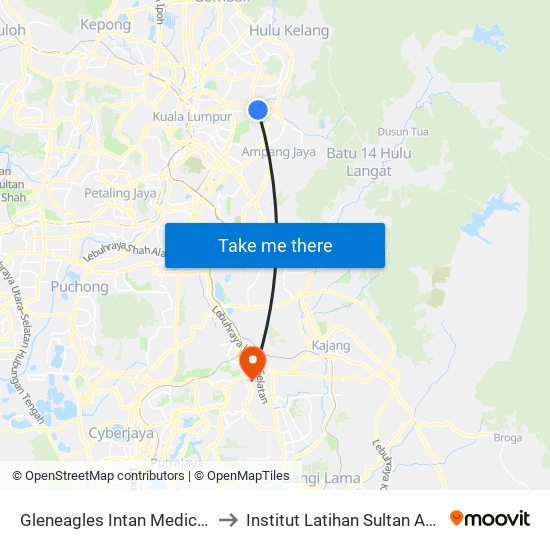 Gleneagles Intan Medical Center (Kl2294) to Institut Latihan Sultan Ahmad Shah (ILSAS) map