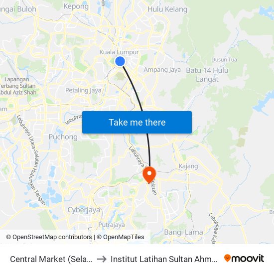 Central Market (Selatan) (Kl109) to Institut Latihan Sultan Ahmad Shah (ILSAS) map