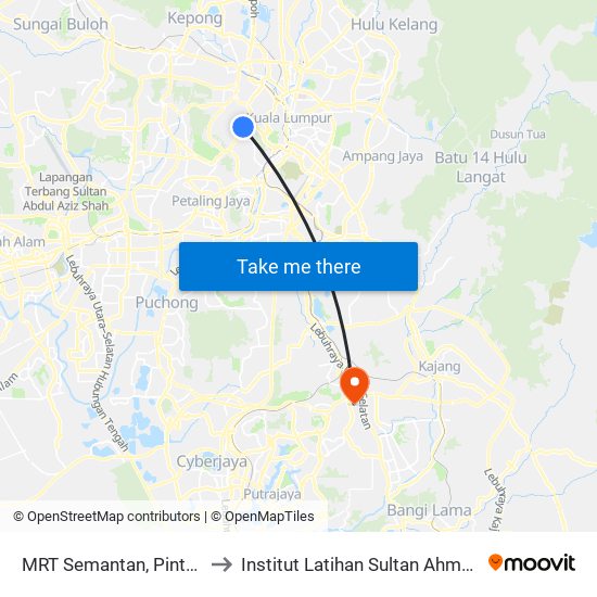 MRT Semantan, Pintu A (Kl2340) to Institut Latihan Sultan Ahmad Shah (ILSAS) map