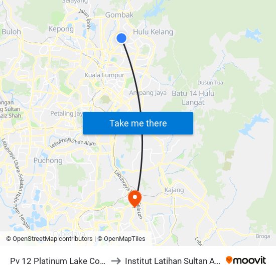 Pv 12 Platinum Lake Condominium (Kl942) to Institut Latihan Sultan Ahmad Shah (ILSAS) map