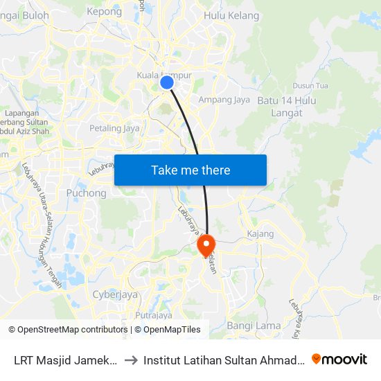LRT Masjid Jamek (Kl1937) to Institut Latihan Sultan Ahmad Shah (ILSAS) map