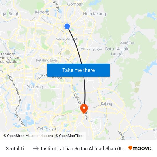 Sentul Timur to Institut Latihan Sultan Ahmad Shah (ILSAS) map