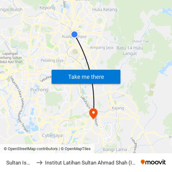 Sultan Ismail to Institut Latihan Sultan Ahmad Shah (ILSAS) map