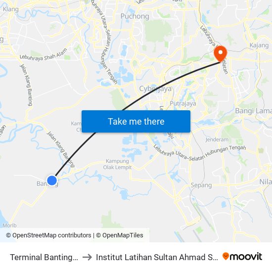 Terminal Banting (Lg29) to Institut Latihan Sultan Ahmad Shah (ILSAS) map