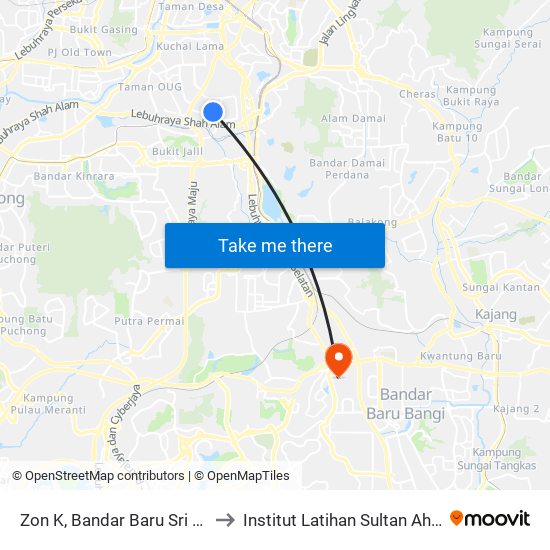 Zon K, Bandar Baru Sri Petaling (Kl2031) to Institut Latihan Sultan Ahmad Shah (ILSAS) map