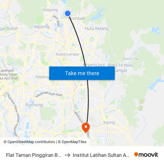 Flat Taman Pinggiran Batu Caves (Sl192) to Institut Latihan Sultan Ahmad Shah (ILSAS) map