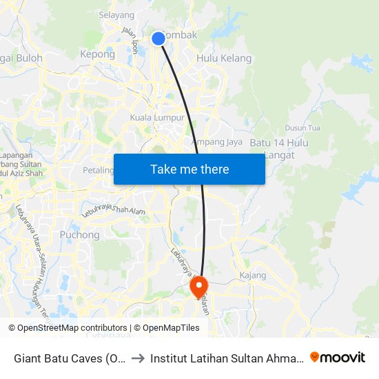 Giant Batu Caves (Opp) (Sl250) to Institut Latihan Sultan Ahmad Shah (ILSAS) map