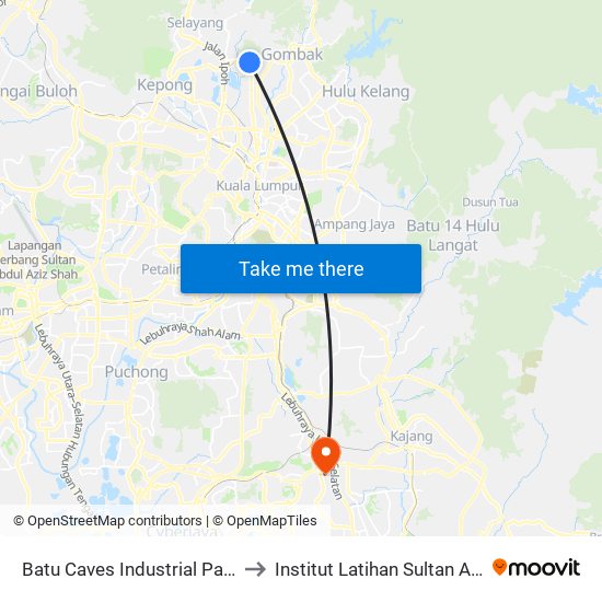 Batu Caves Industrial Park 5 (Timur) (Sl261) to Institut Latihan Sultan Ahmad Shah (ILSAS) map