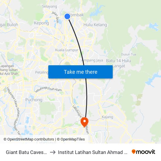 Giant Batu Caves (Sl265) to Institut Latihan Sultan Ahmad Shah (ILSAS) map