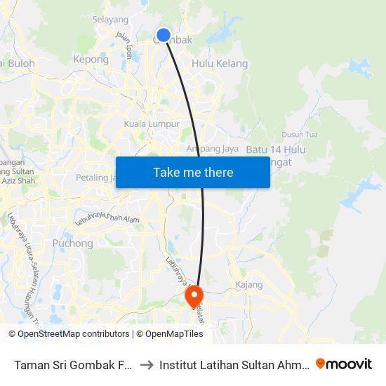 Taman Sri Gombak Fasa 3 (Sl247) to Institut Latihan Sultan Ahmad Shah (ILSAS) map