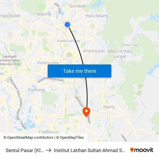 Sentul Pasar (Kl2053) to Institut Latihan Sultan Ahmad Shah (ILSAS) map