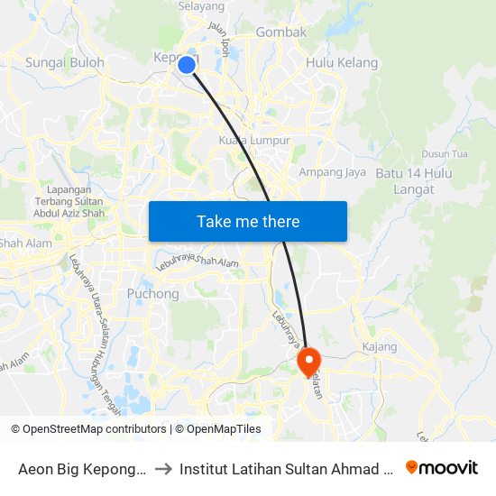 Aeon Big Kepong (Kl452) to Institut Latihan Sultan Ahmad Shah (ILSAS) map