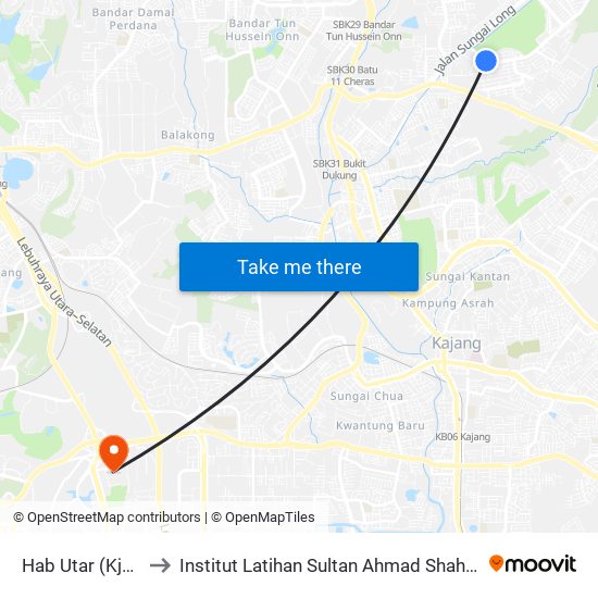 Hab Utar (Kj477) to Institut Latihan Sultan Ahmad Shah (ILSAS) map