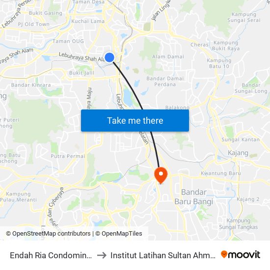 Endah Ria Condominium (Kl1310) to Institut Latihan Sultan Ahmad Shah (ILSAS) map