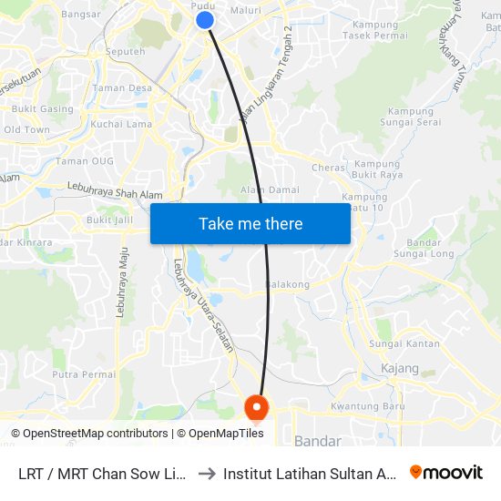 LRT / MRT Chan Sow Lin, Pintu A (Kl2199) to Institut Latihan Sultan Ahmad Shah (ILSAS) map