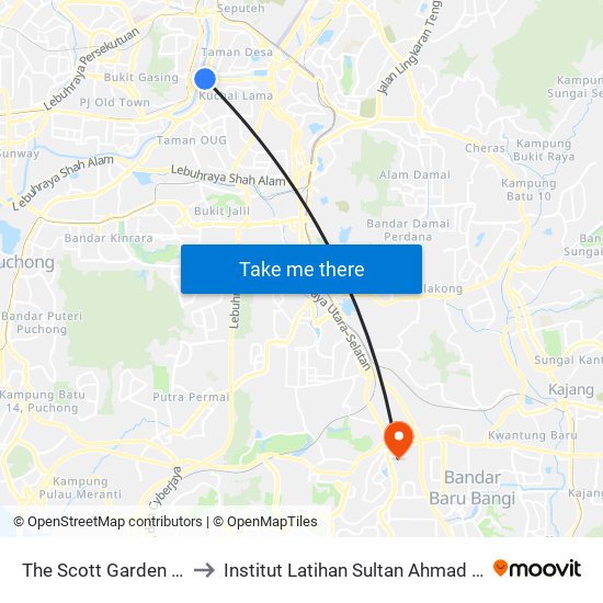 The Scott Garden (Kl1277) to Institut Latihan Sultan Ahmad Shah (ILSAS) map