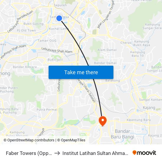 Faber Towers (Opp) (Kl1205) to Institut Latihan Sultan Ahmad Shah (ILSAS) map