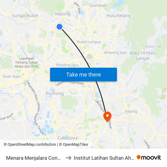 Menara Menjalara Condominium (Kl514) to Institut Latihan Sultan Ahmad Shah (ILSAS) map