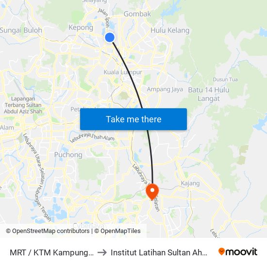 MRT / KTM Kampung Batu (Kl594) to Institut Latihan Sultan Ahmad Shah (ILSAS) map