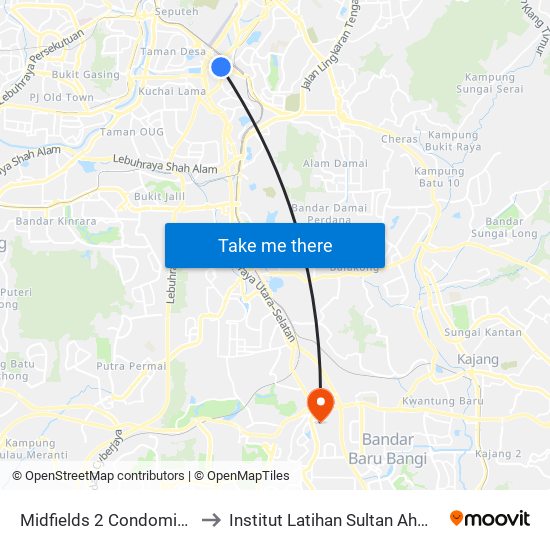 Midfields 2 Condominium (Kl2532) to Institut Latihan Sultan Ahmad Shah (ILSAS) map