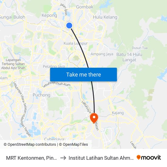 MRT Kentonmen, Pintu A (Kl2495) to Institut Latihan Sultan Ahmad Shah (ILSAS) map
