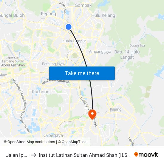 Jalan Ipoh to Institut Latihan Sultan Ahmad Shah (ILSAS) map