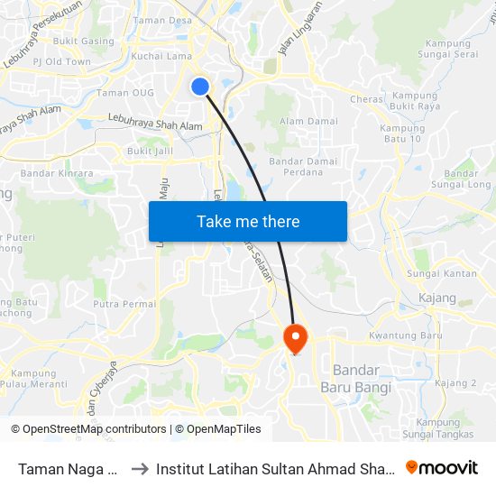 Taman Naga Emas to Institut Latihan Sultan Ahmad Shah (ILSAS) map