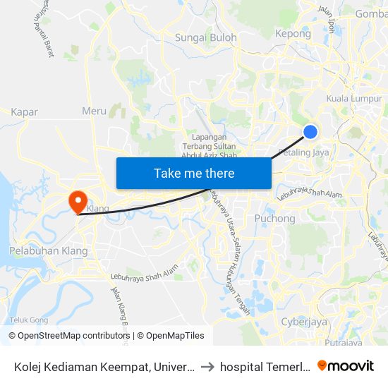 Kolej Kediaman Keempat, Universiti Malaya (Kl2348) to hospital Temerloh,Pahang. map