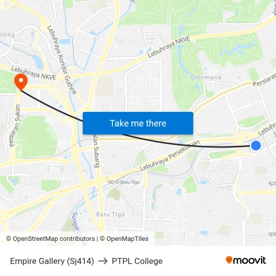 Empire Gallery (Sj414) to PTPL College map