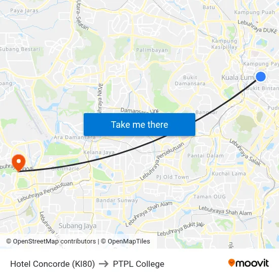Hotel Concorde (Kl80) to PTPL College map