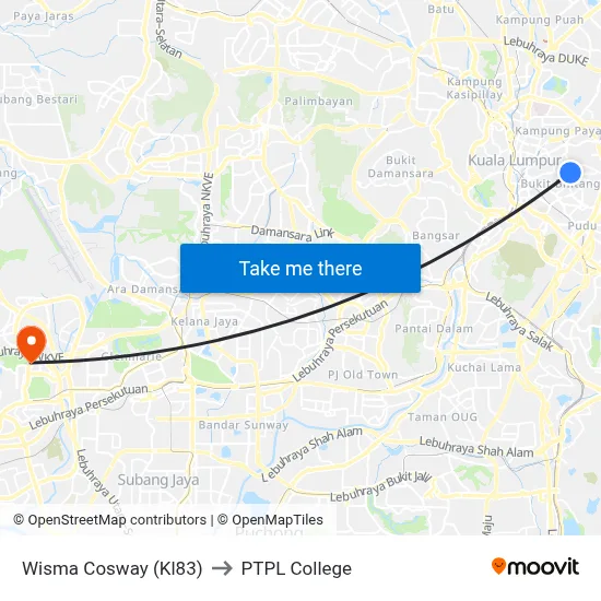 Wisma Cosway (Kl83) to PTPL College map