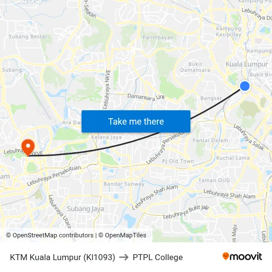 KTM Kuala Lumpur (Kl1093) to PTPL College map