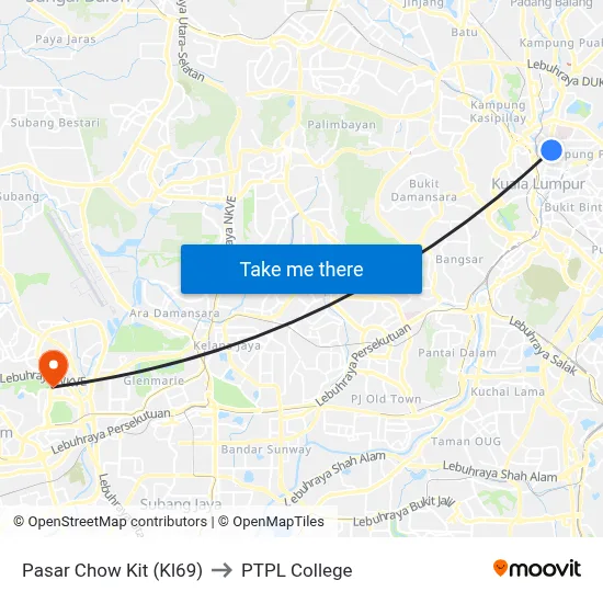 Pasar Chow Kit (Kl69) to PTPL College map