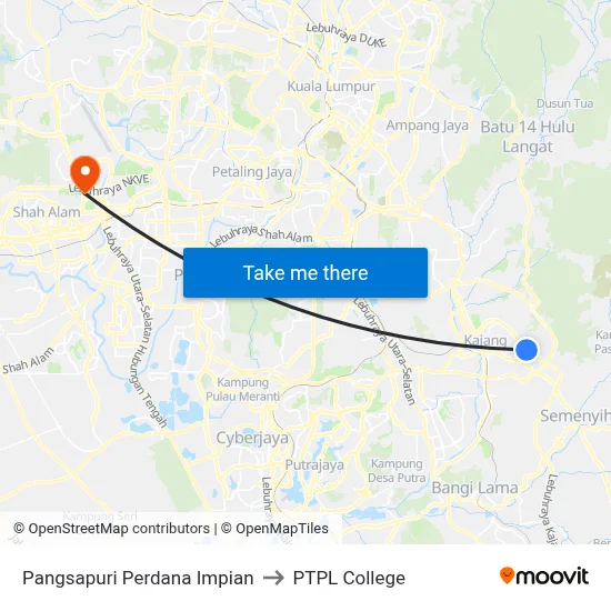 Pangsapuri Perdana Impian to PTPL College map