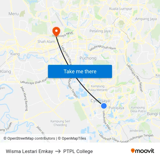 Wisma Lestari Emkay to PTPL College map