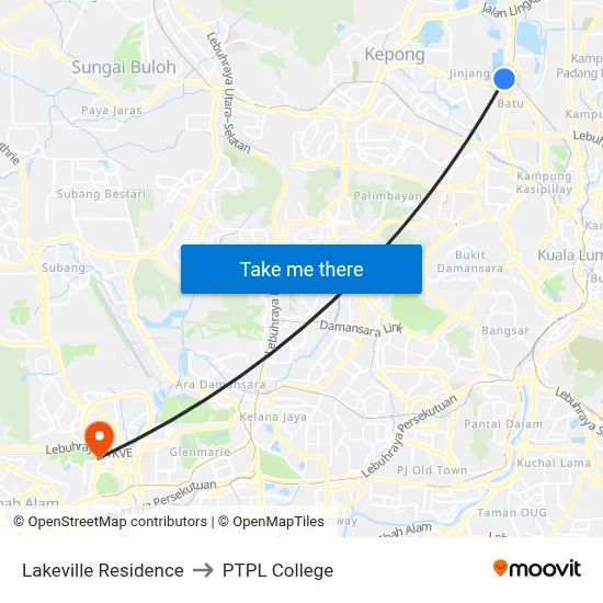 Lakeville Residence to PTPL College map