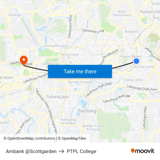 Ambank @Scottgarden to PTPL College map