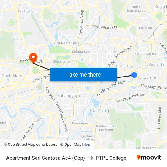 Apartment Seri Sentosa Ac4 (Opp) to PTPL College map