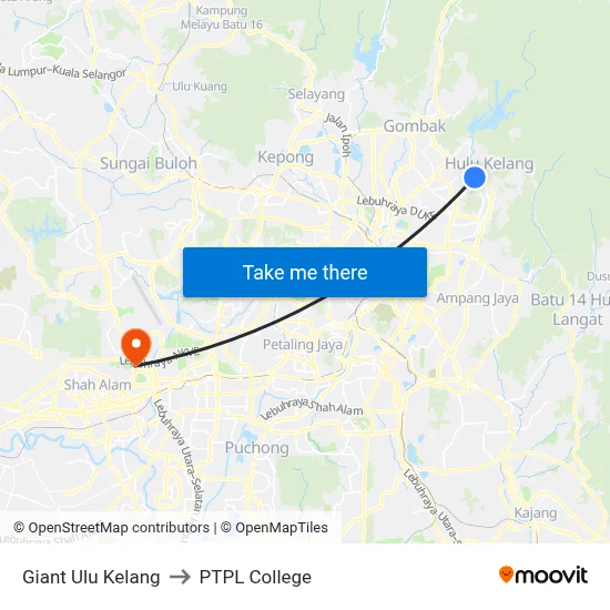 Giant Ulu Kelang to PTPL College map