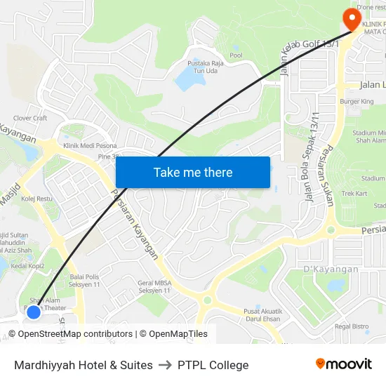 Mardhiyyah Hotel & Suites to PTPL College map