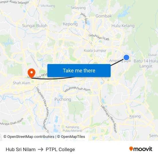 Hub Sri Nilam to PTPL College map