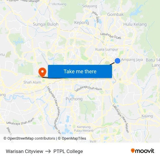 Warisan Cityview to PTPL College map