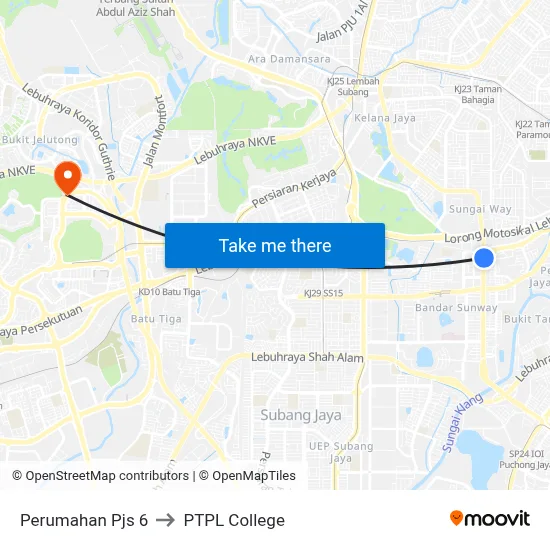 Perumahan Pjs 6 to PTPL College map