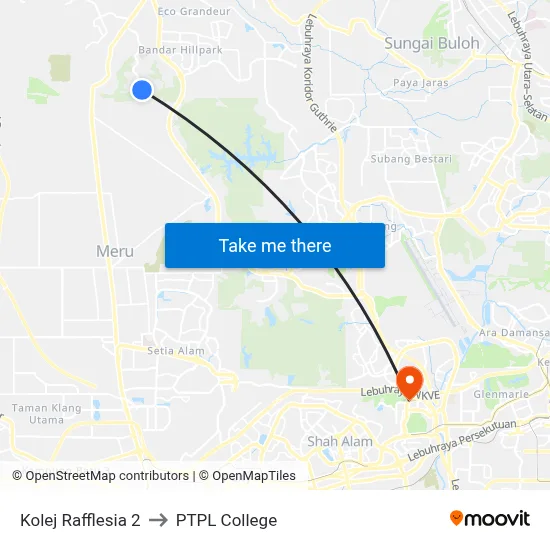 Kolej Rafflesia 2 to PTPL College map