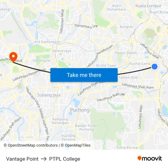 Vantage Point to PTPL College map