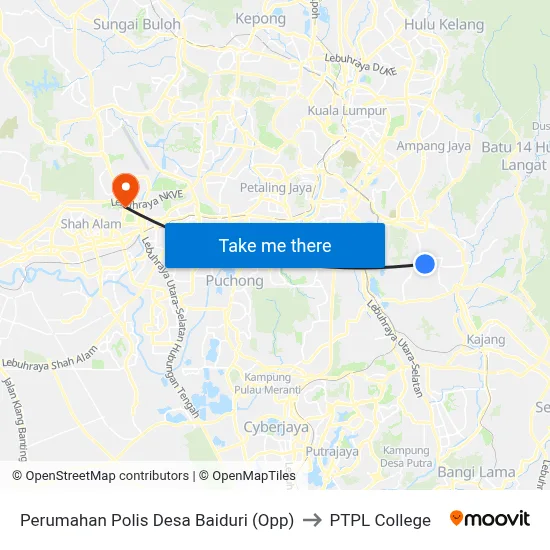 Perumahan Polis Desa Baiduri (Opp) to PTPL College map