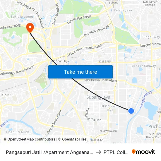 Pangsapuri Jati1/Apartment Angsana (Utara) to PTPL College map