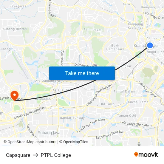 Capsquare to PTPL College map
